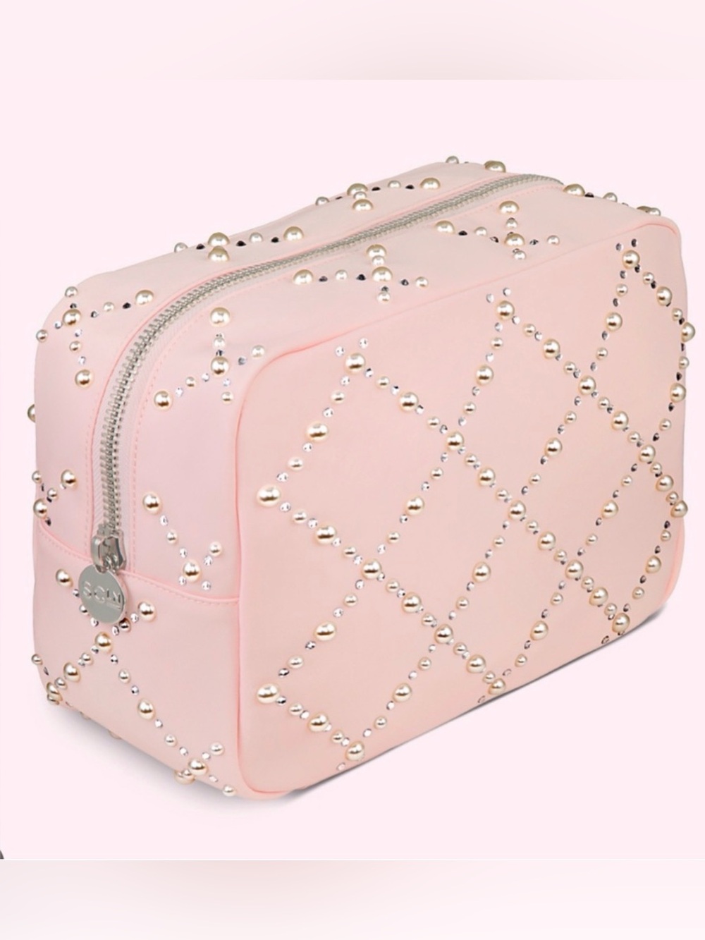 Stoney Clover Lane Pink Pearl-Studded Cosmetic Pouch